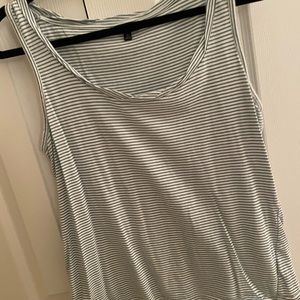 Sleeveless striped petite Talbots tee, teal and white
